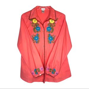 Tasha Polizzi Embroidered Linen Cotton Blend Pleated Blouse Shirt